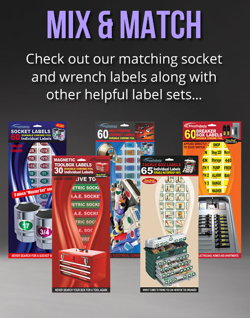 10 for $25 Deal - Socket Labels - Tough Chrome Foil Labels for Sockets