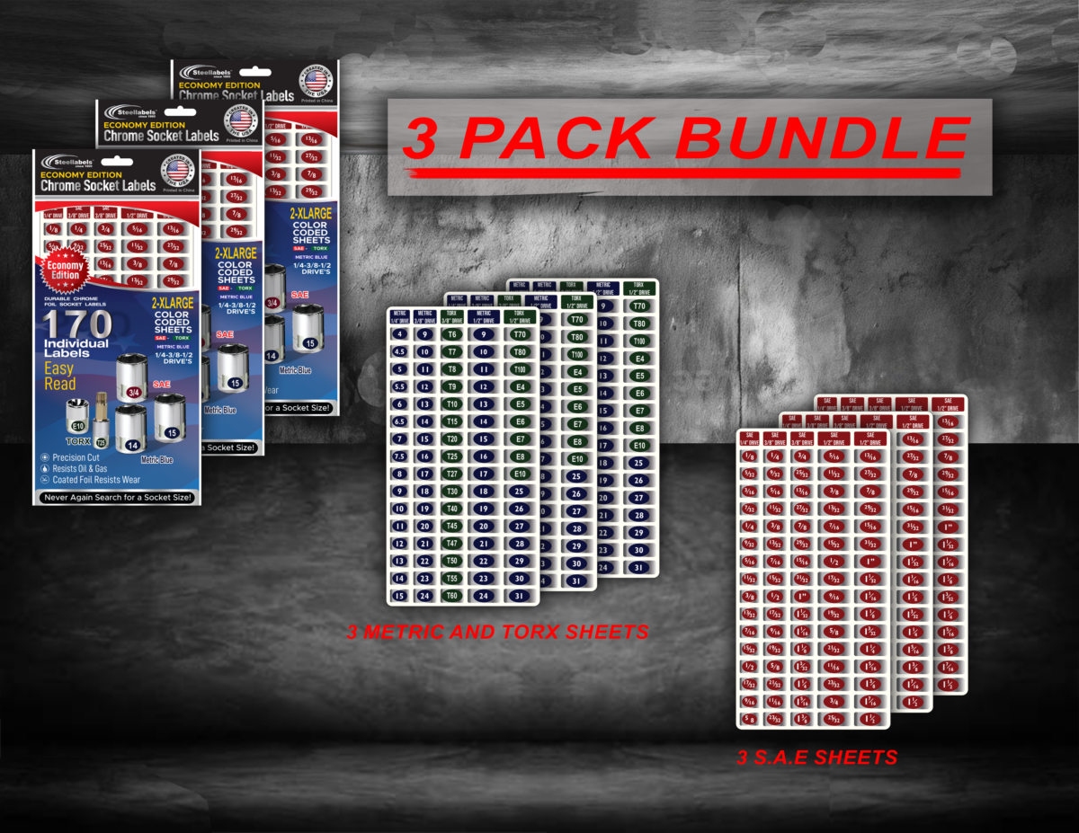 Mechanics Master Set “Economy Edition” 3 Pack Bundle 510 Labels