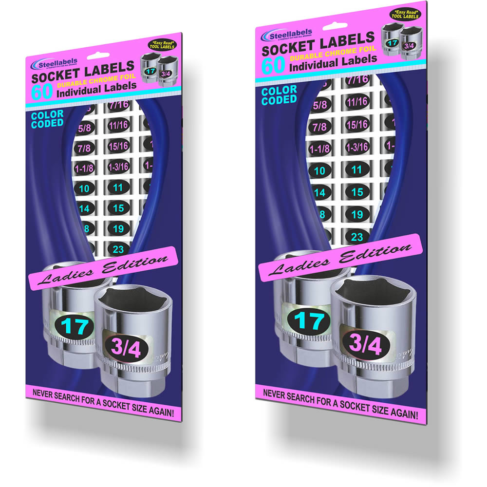 Ladies Edition" Chrome Socket Labels colorful decals for socket sets & wrenches 