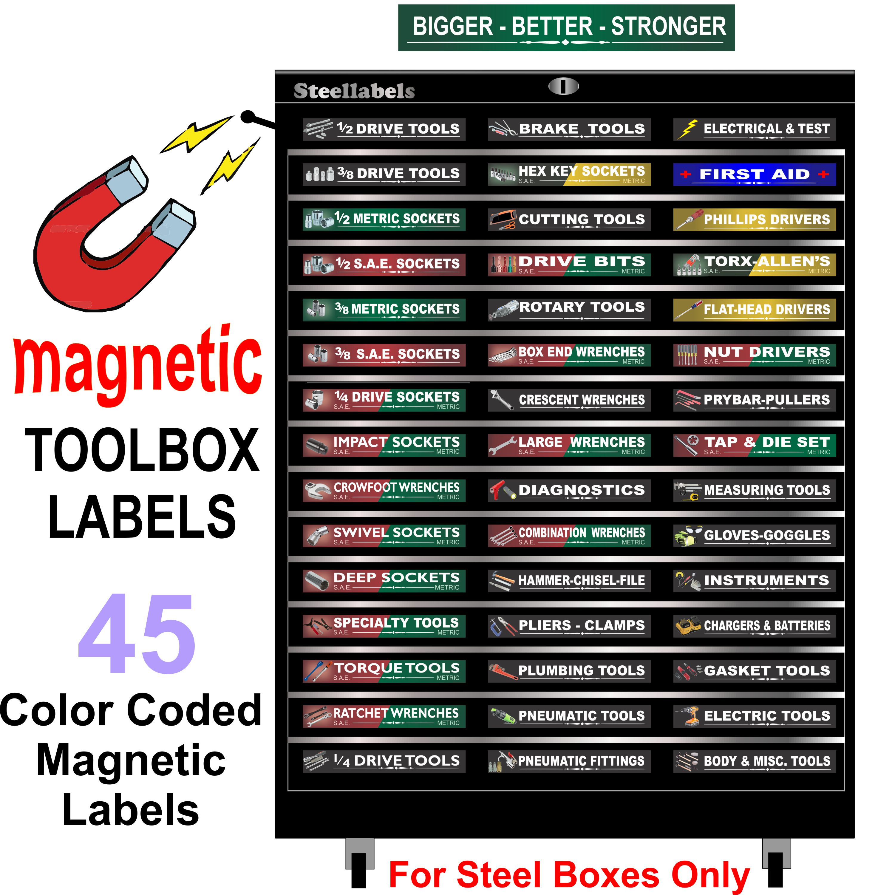 Shop Owners Lot Green Much More Organize Now Magnetic Toolbox Socket Labels 