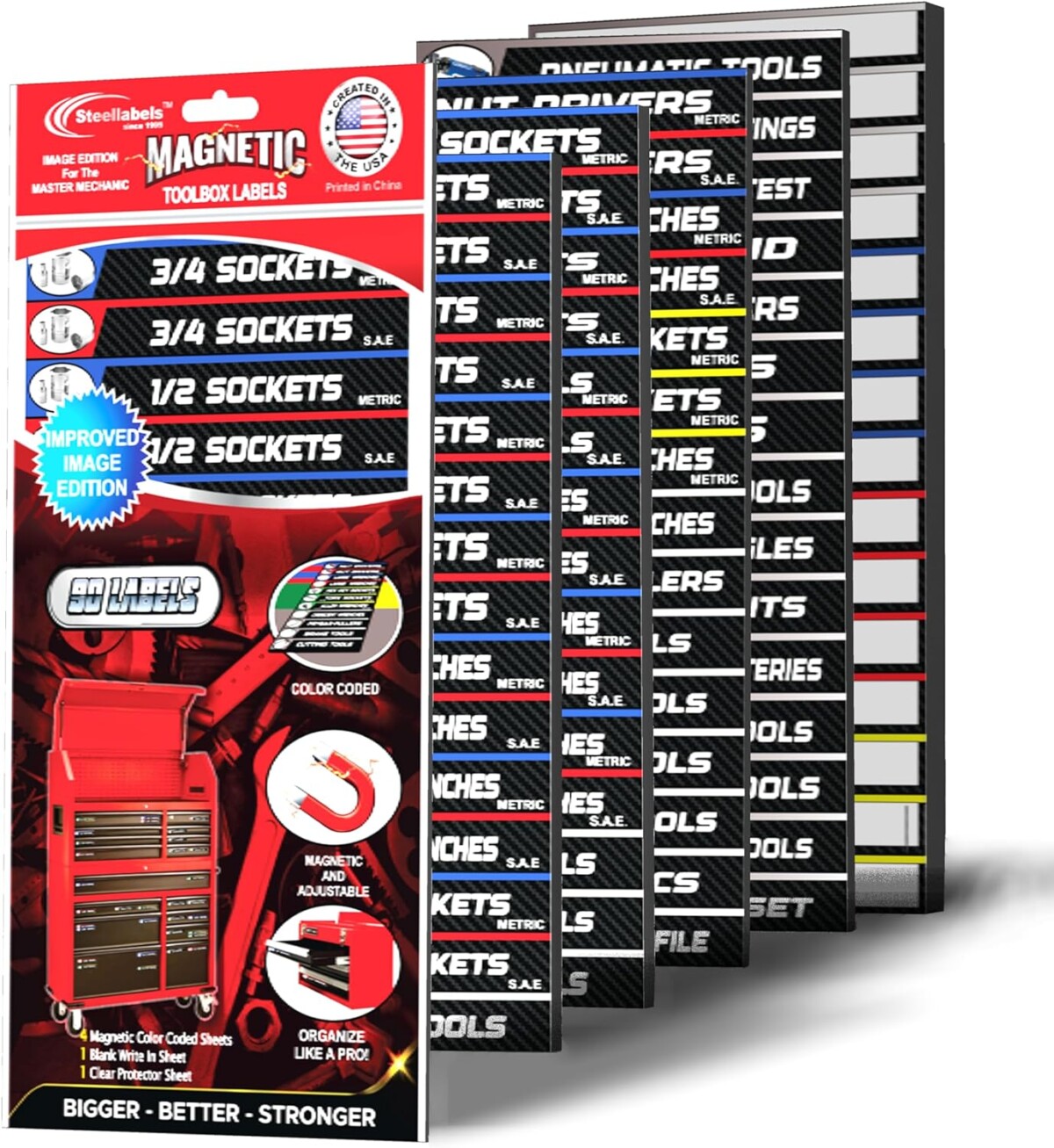 thumbnail image 2 of 66 Pcs Magnetic Tool Box Labels Tool Chest Organizer Stickers For Cabinets 2 of 11